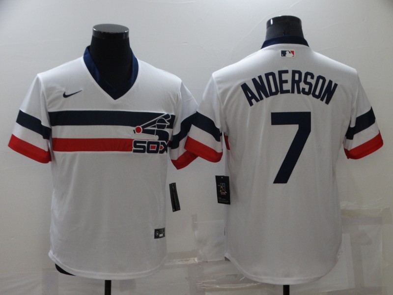 2021 Men Chicago White Sox #7 Anderson white Nike throwback MLB Jersey->chicago white sox->MLB Jersey